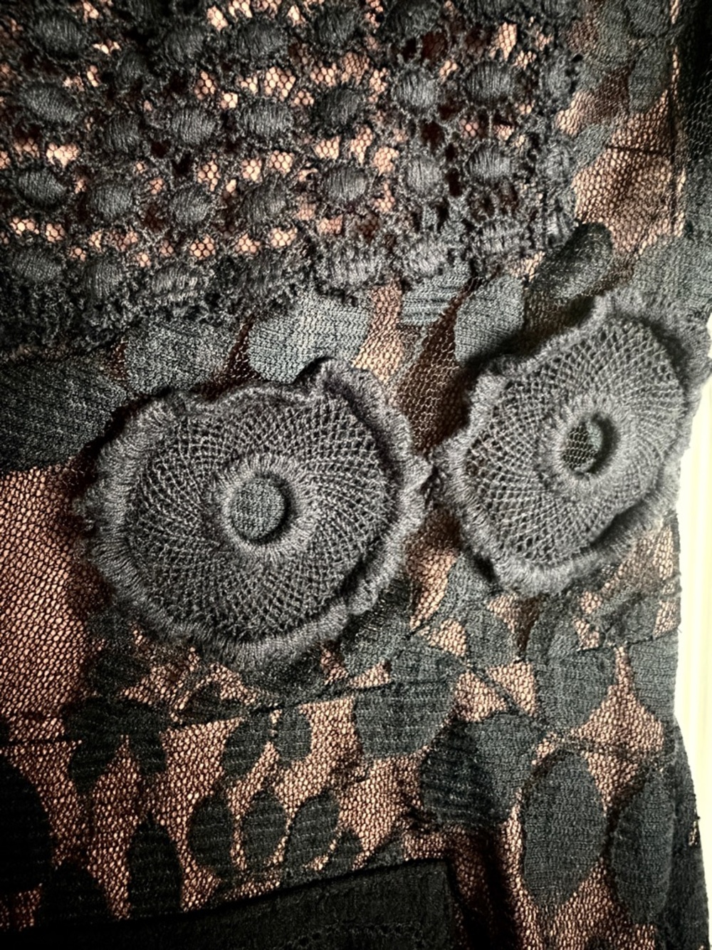 Beguile by Byron Lars Black Lace Sheath Dress 4P Floral Mesh Fitted Dark Romance - Picture 10 of 11
